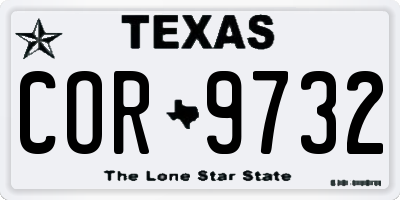 TX license plate COR9732