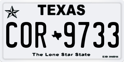 TX license plate COR9733
