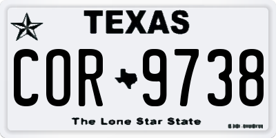 TX license plate COR9738