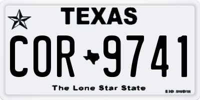 TX license plate COR9741
