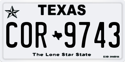 TX license plate COR9743