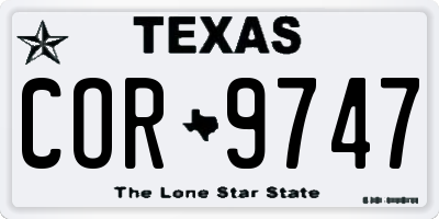 TX license plate COR9747