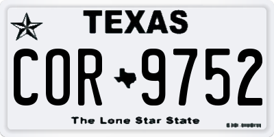 TX license plate COR9752