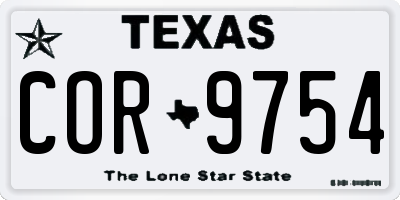 TX license plate COR9754