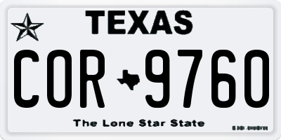 TX license plate COR9760