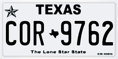 TX license plate COR9762