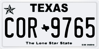 TX license plate COR9765