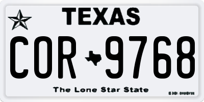 TX license plate COR9768
