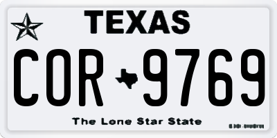 TX license plate COR9769