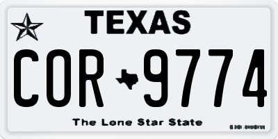 TX license plate COR9774