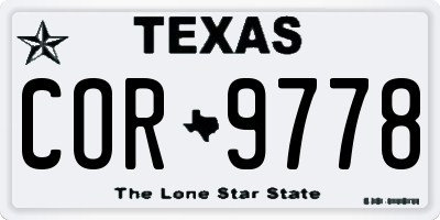 TX license plate COR9778