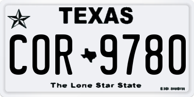 TX license plate COR9780