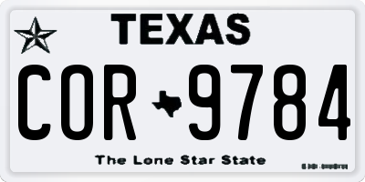 TX license plate COR9784