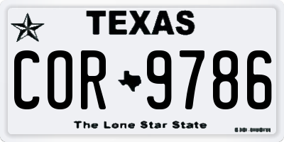 TX license plate COR9786