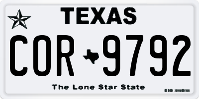 TX license plate COR9792