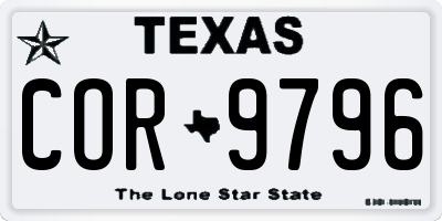 TX license plate COR9796