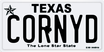 TX license plate CORNYD