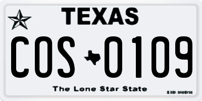 TX license plate COS0109