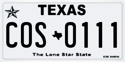 TX license plate COS0111