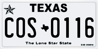 TX license plate COS0116