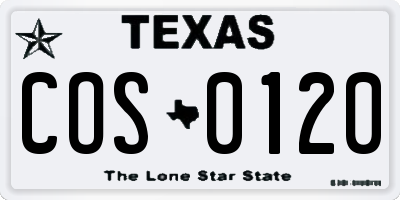 TX license plate COS0120