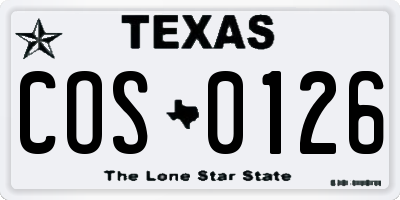 TX license plate COS0126