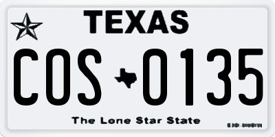 TX license plate COS0135