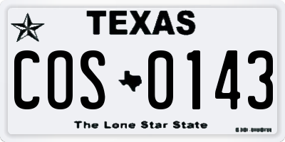 TX license plate COS0143