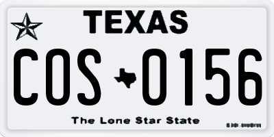 TX license plate COS0156