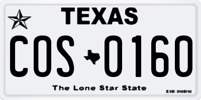 TX license plate COS0160