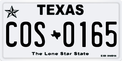TX license plate COS0165