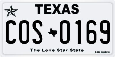 TX license plate COS0169
