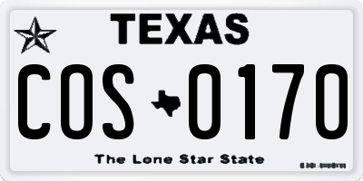 TX license plate COS0170