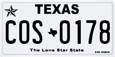 TX license plate COS0178