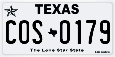 TX license plate COS0179