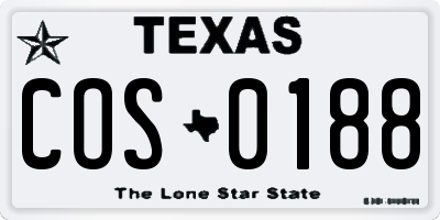TX license plate COS0188