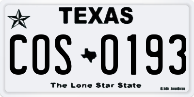 TX license plate COS0193