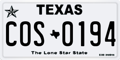 TX license plate COS0194