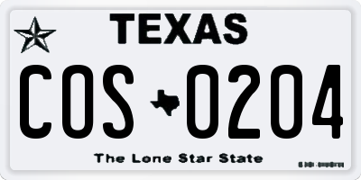 TX license plate COS0204