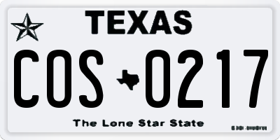 TX license plate COS0217