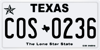 TX license plate COS0236