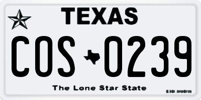 TX license plate COS0239