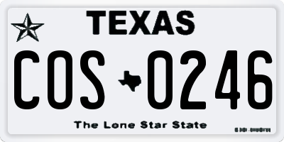 TX license plate COS0246