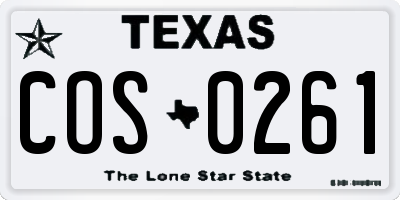 TX license plate COS0261
