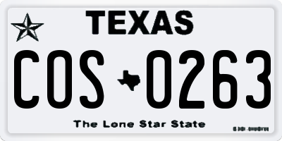 TX license plate COS0263
