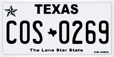 TX license plate COS0269