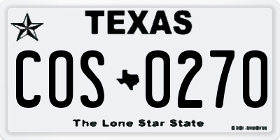 TX license plate COS0270