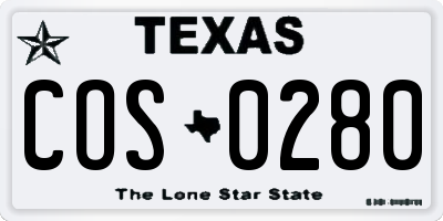 TX license plate COS0280