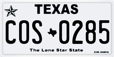TX license plate COS0285