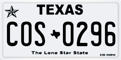 TX license plate COS0296